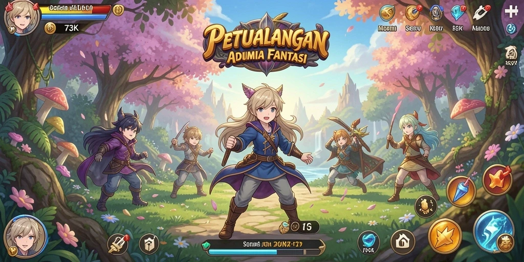 Gameplay menarik dalam <strong>73K</strong> dengan karakter anime yang memukau.