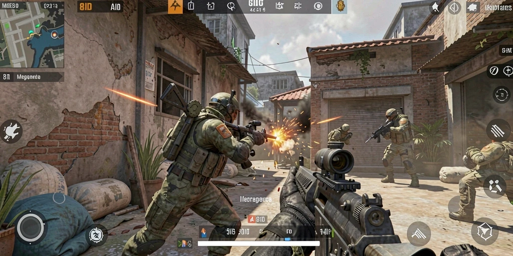 Tangkapan layar menampilkan aksi intens dalam permainan FPS.