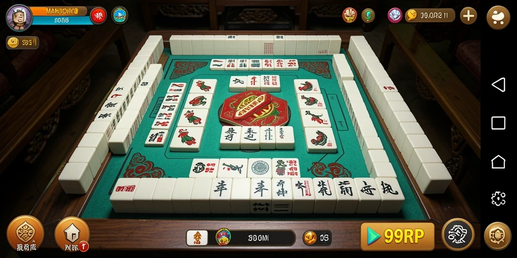 Tampilan gameplay Mahjong yang menarik dalam 99RP.