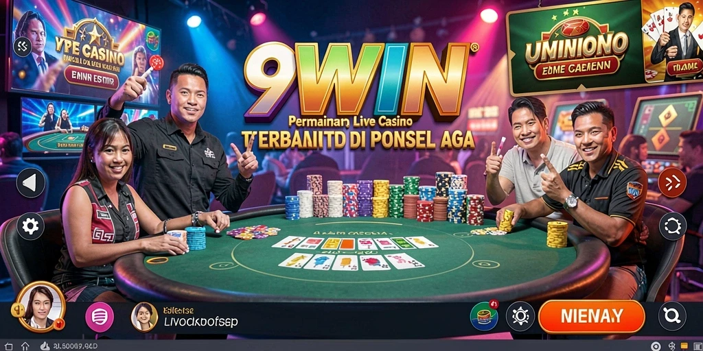 Screenshot gameplay Live Casino 9WIN dengan dealer langsung.