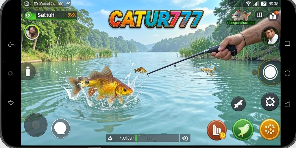 Tampilan menarik dari gameplay CATUR777 saat memancing di berbagai lokasi.