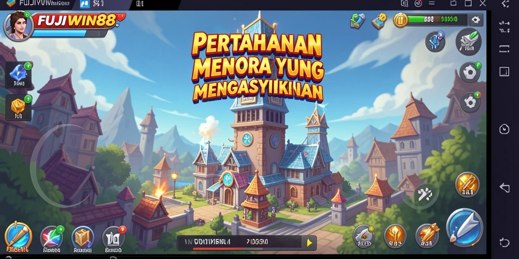 Tangkapan layar gameplay FUJIWIN88 yang menunjukkan aksi pertahanan menara yang mendebarkan.