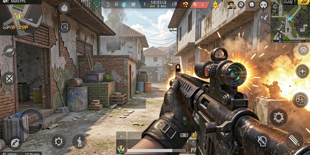 Screenshot G9VIP menampilkan aksi mendebarkan dalam gameplay FPS.
