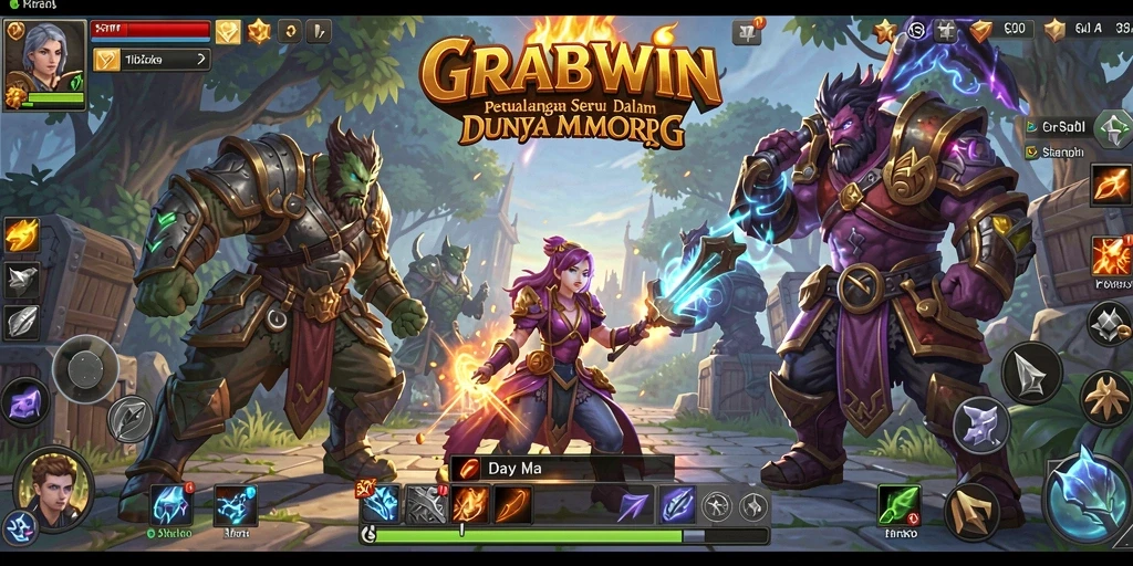 Screenshot dari gameplay seru dalam dunia MMORPG GRABWIN.
