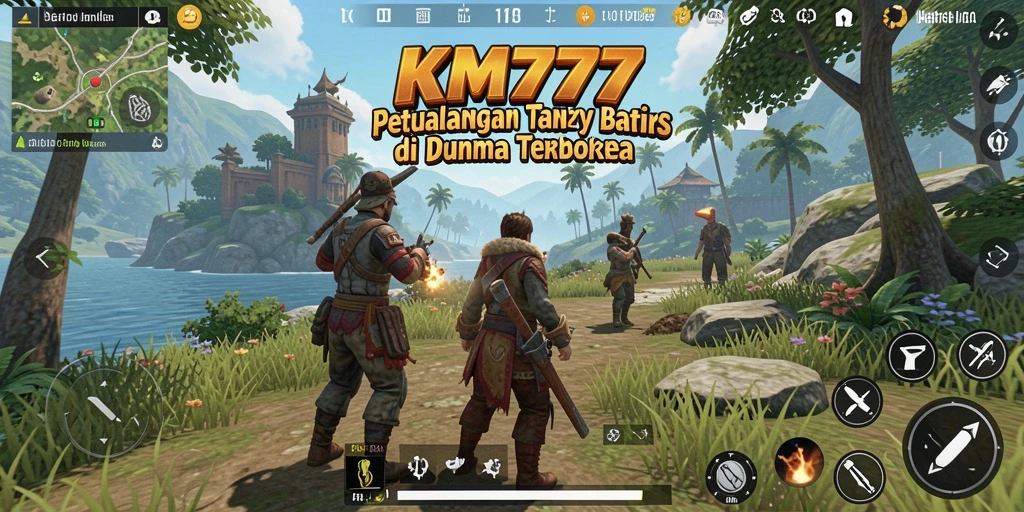 Tangkapan layar gameplay KM777 menampilkan petualangan seru di dunia terbuka.