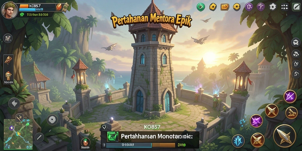 Tampilan gameplay Tower Defense yang menegangkan dalam KO857.