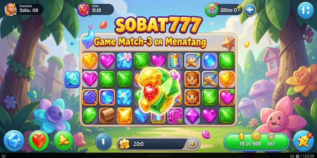 Tampilan menawan dari gameplay Match-3 SOBAT777.
