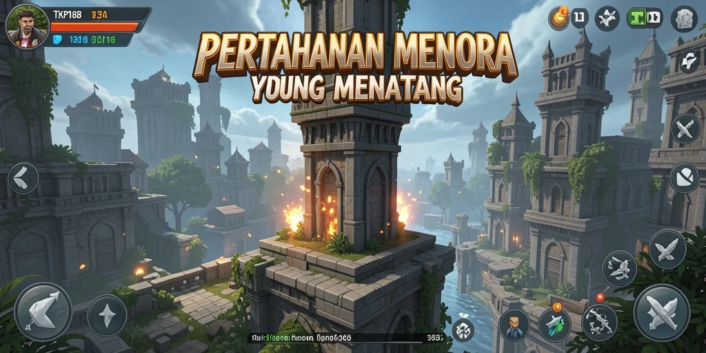 Tampilan gameplay menarik saat membangun strategi pertahanan menara.