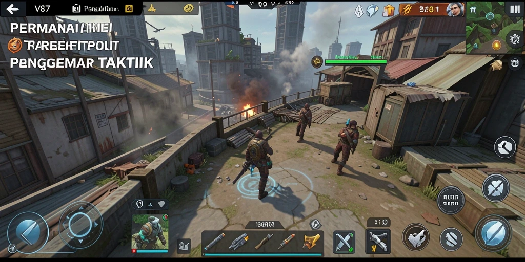 Screenshot gameplay V87 menunjukkan pertempuran strategis yang mendebarkan.
