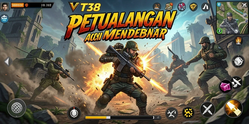 Screenshot gameplay VT38 yang menampilkan pertempuran seru dan grafis yang menawan.